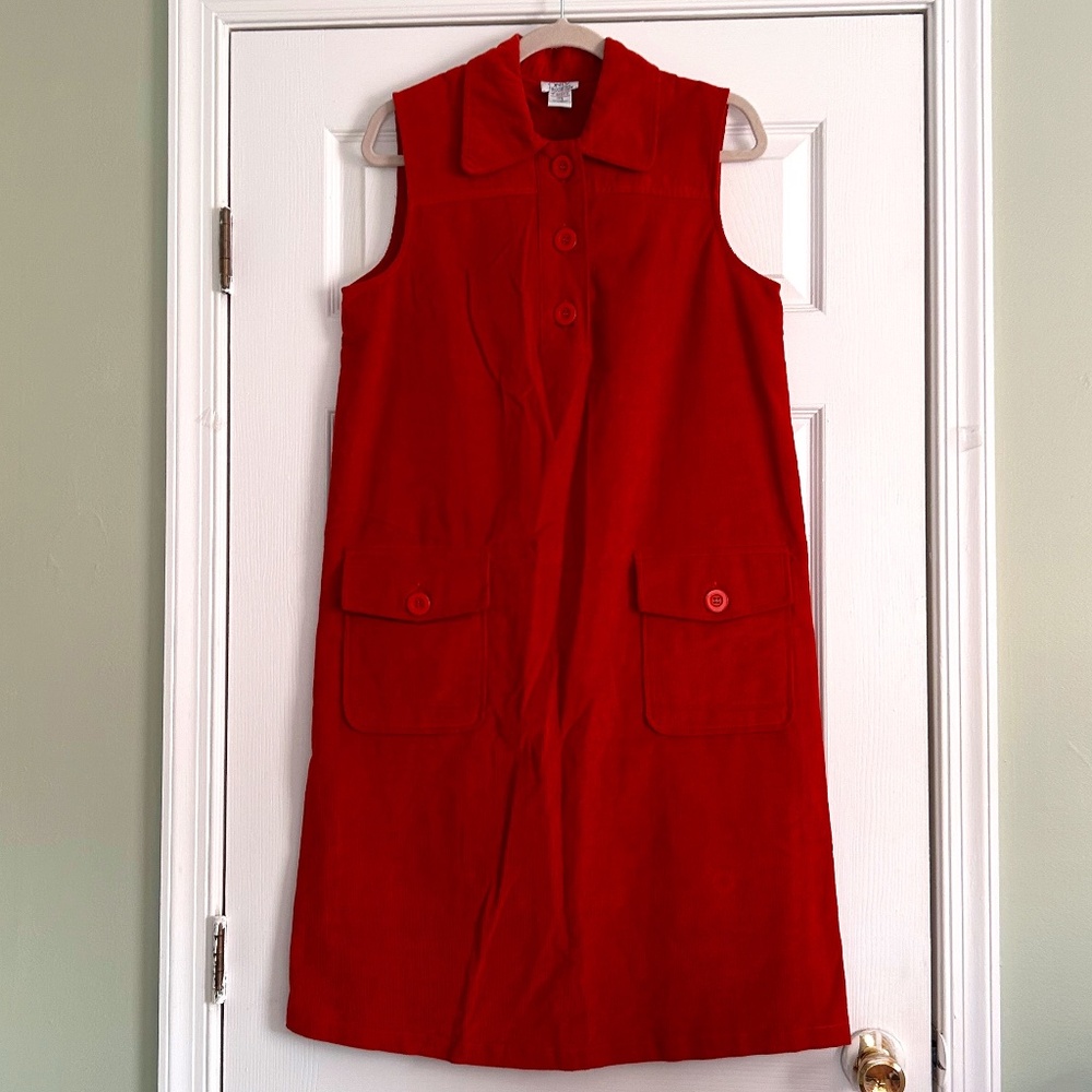 Only Necessities Orange Sleeveless Cotton Corduroy Dress, Size 12W